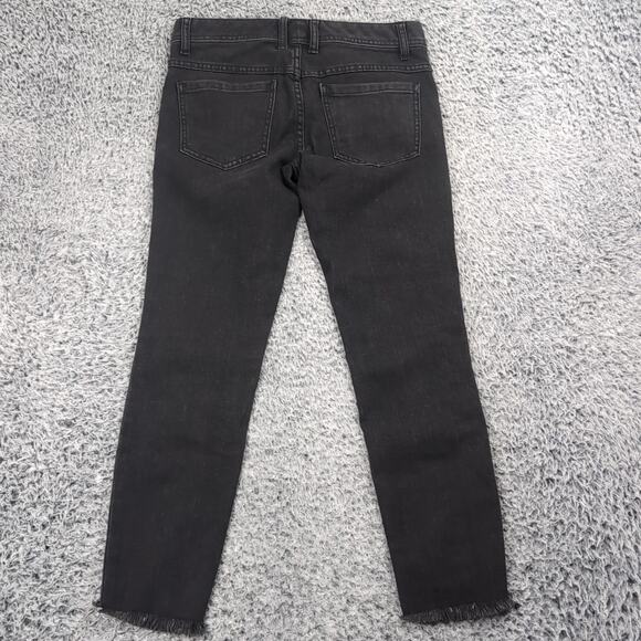 Free People Jeans Women 27 Black Mid Rise Slim Raw Hem Stretch Denim Distressed - Picture 2 of 10
